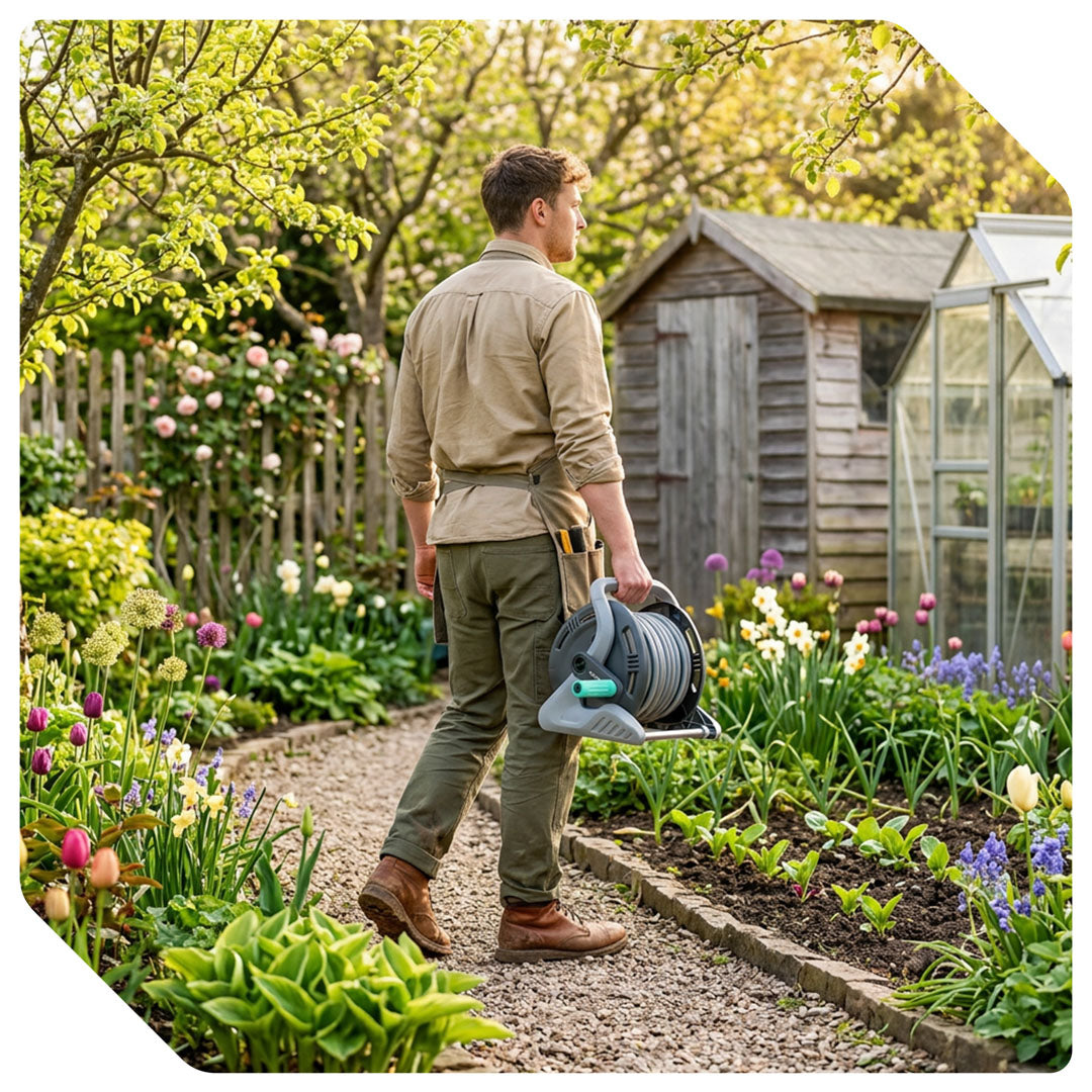 Zwijak na wąż ogrodowy 20+2 mm zwijacz +wąż WUBER