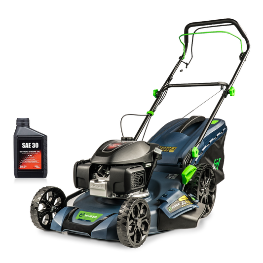 Kosiarka spalinowa z napędem 51 cm silnik 201 cm³ 4,2 kW mulczowanie kosz 70 l + olej WUBER