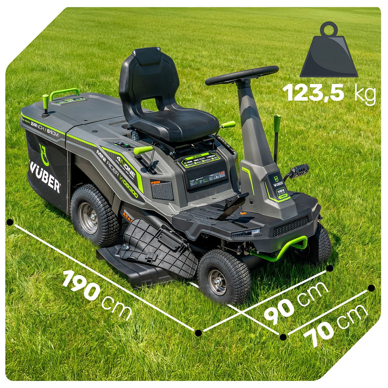 Traktorek ogrodowy 61 cm kosiarka spalinowy 150 l WUBER