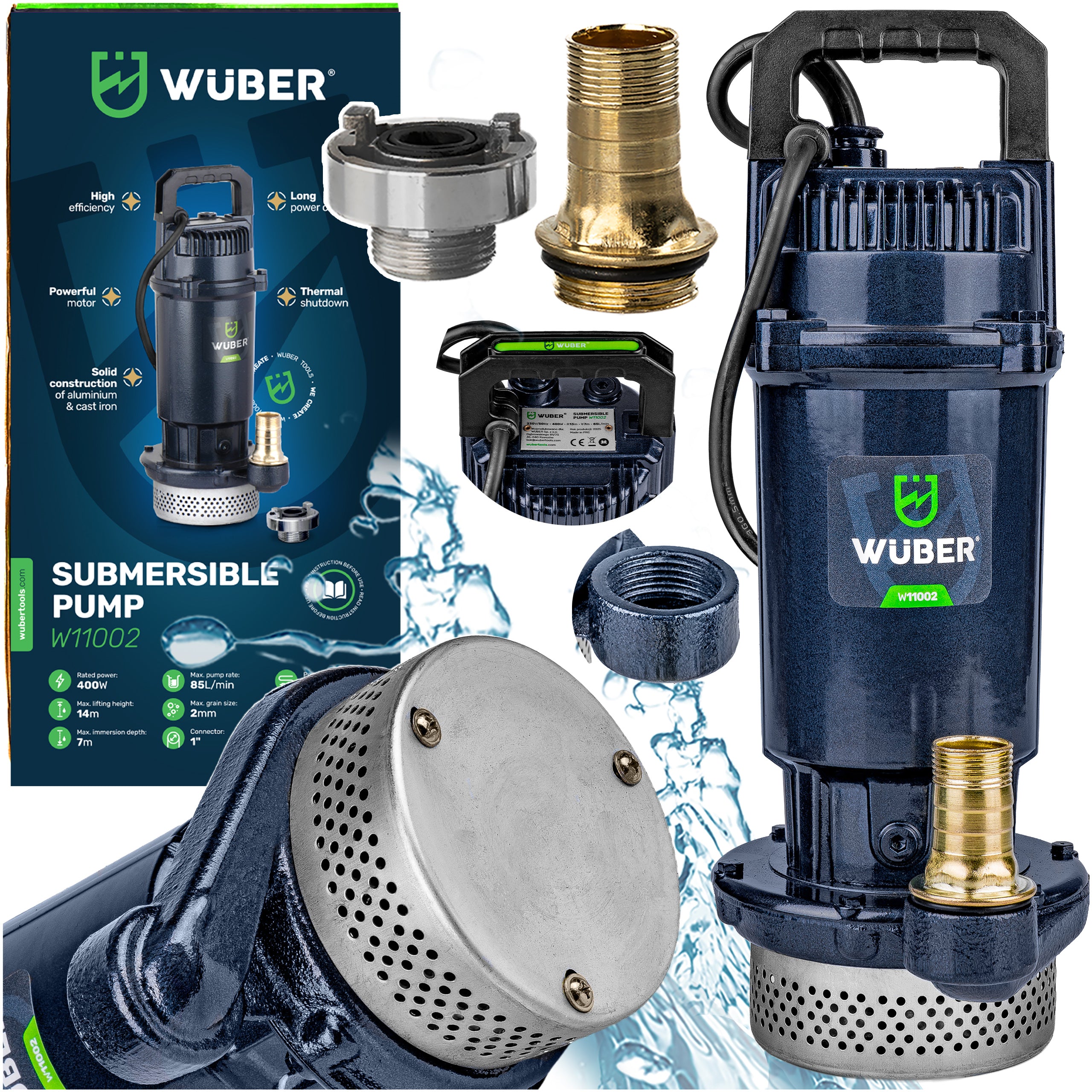 Pompa głębinowa do wody czystej brudnej szamba 400 W +wąż WUBER