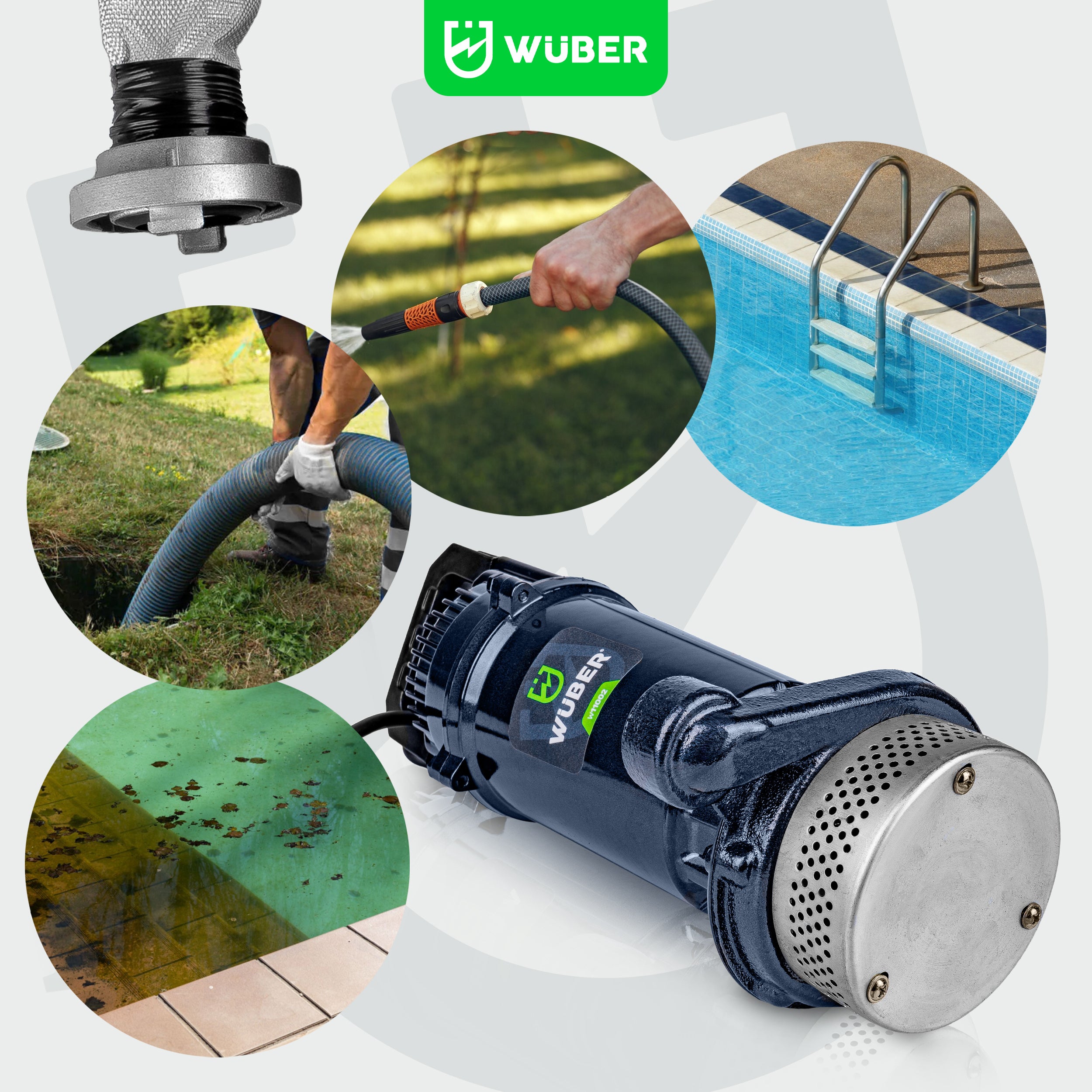 Pompa głębinowa do wody czystej brudnej szamba 400 W +wąż WUBER