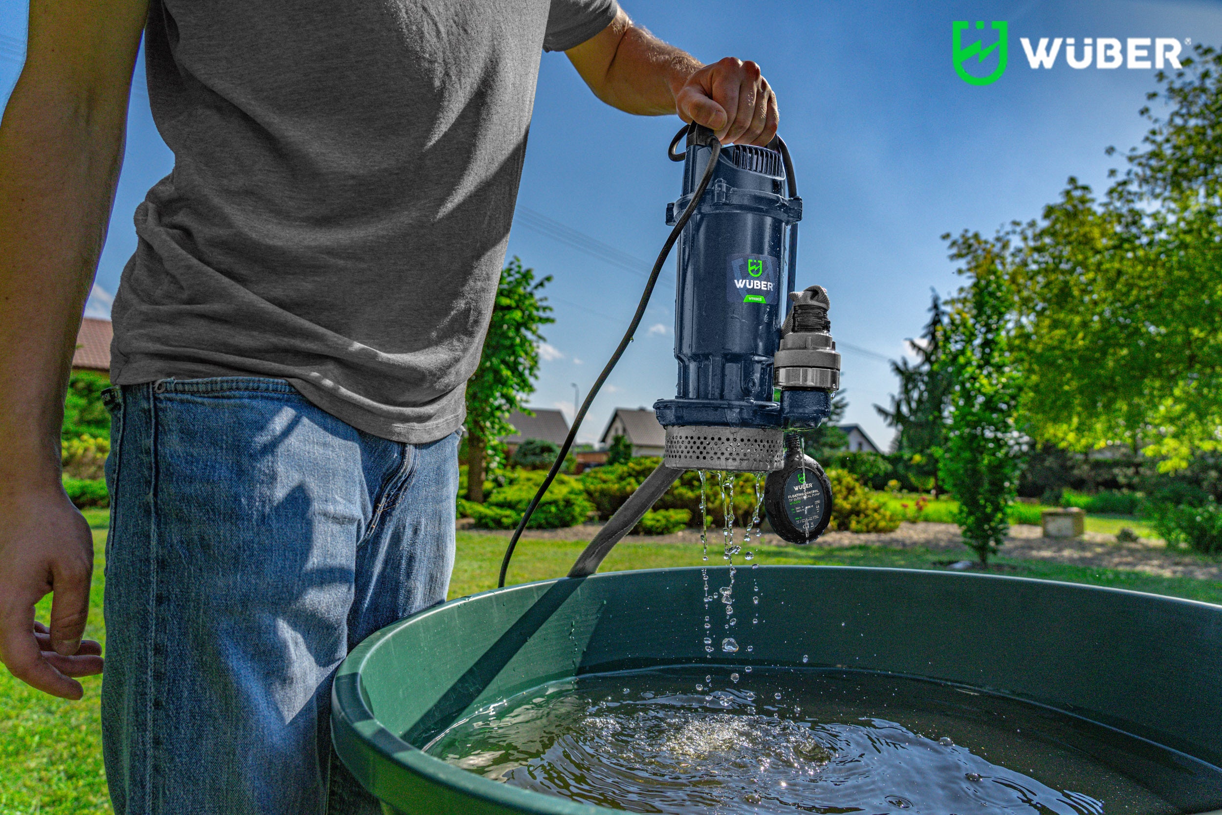Pompa głębinowa do wody z pływakiem 400 W +wąż strażacki WUBER