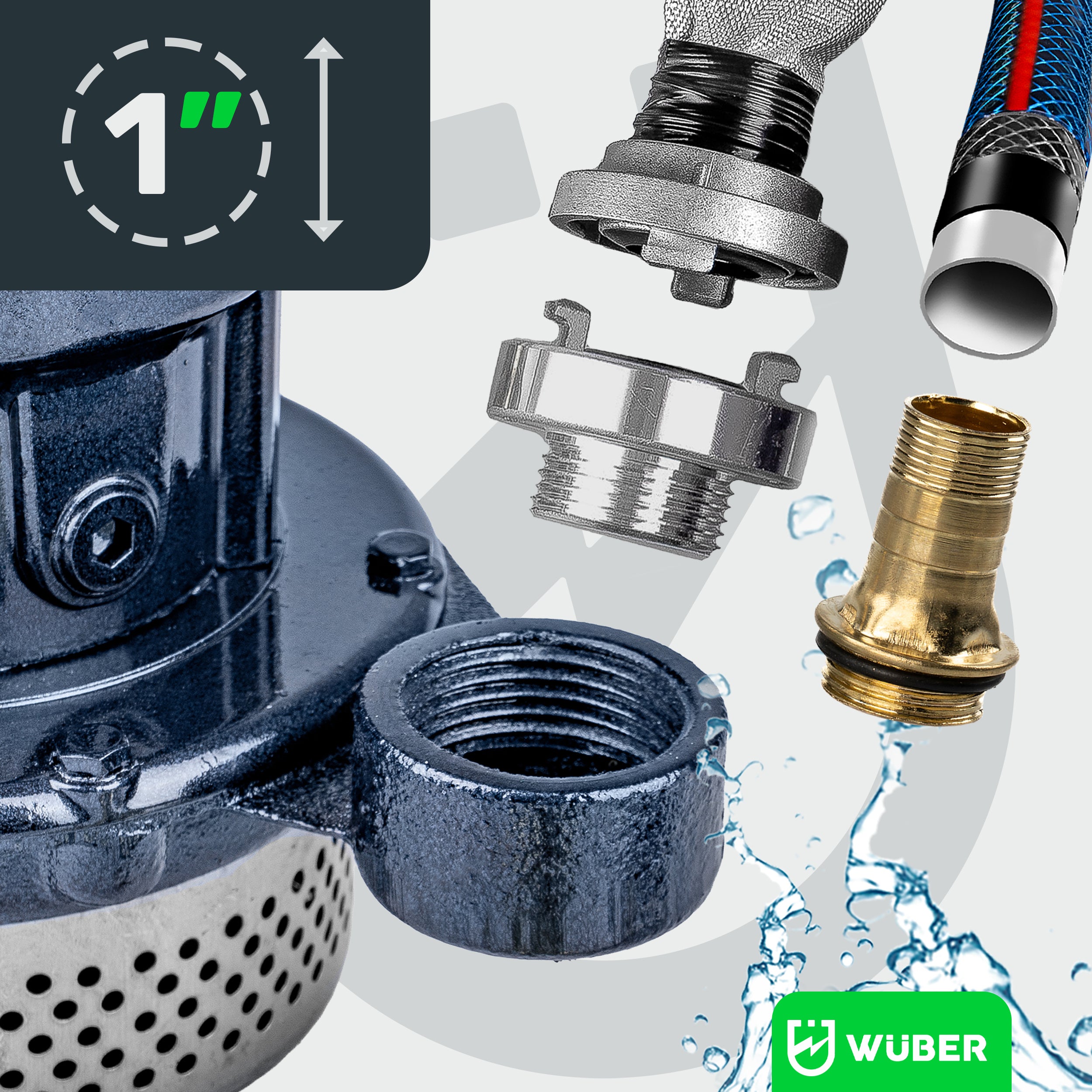 Pompa głębinowa do wody z pływakiem 400 W +wąż strażacki WUBER