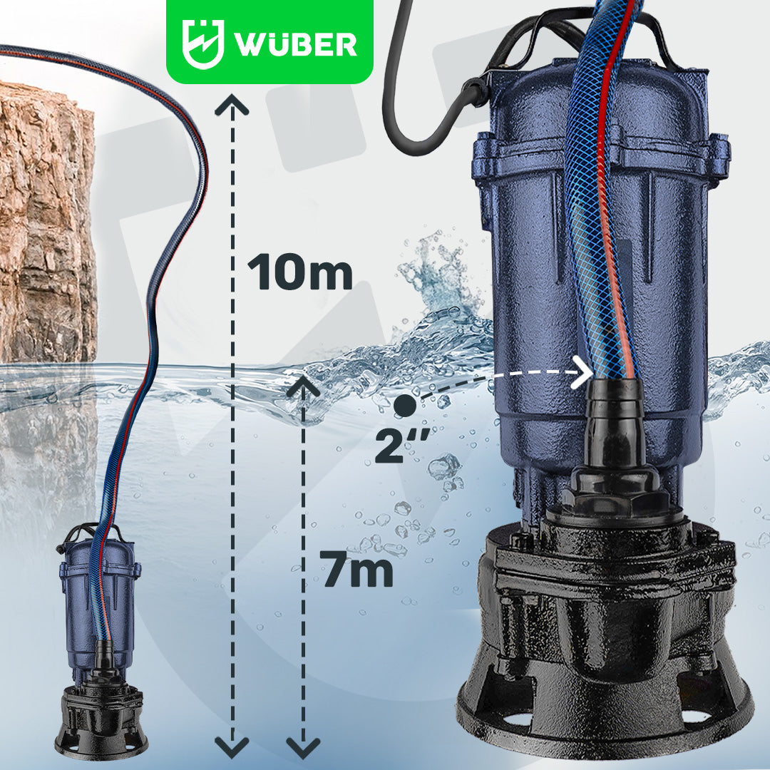 Pompa głębinowa do wody czystej brudnej szamba 2" 2600 W +rozdrabniacz WUBER