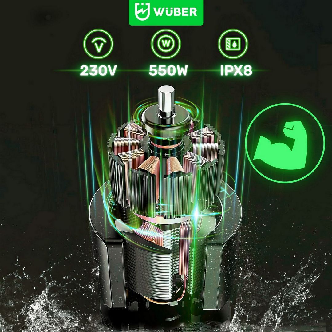 Zielony silnik elektryczny Sklep narzędziowy WUBER, stalowy, IPX8, z wodą 230V 550W