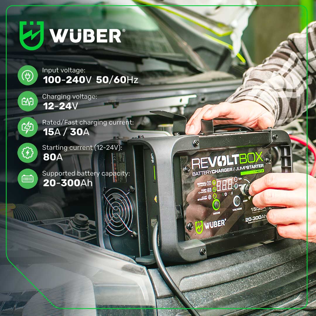 Automatyczny prostownik do akumulatora z rozruchem 80 A WUBER