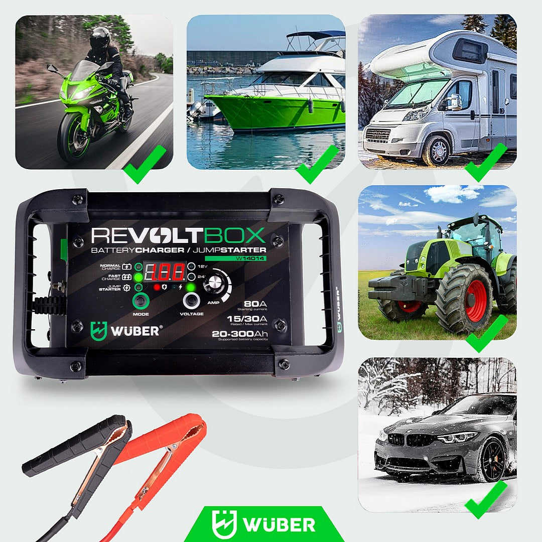 Automatyczny prostownik do akumulatora z rozruchem 80 A WUBER