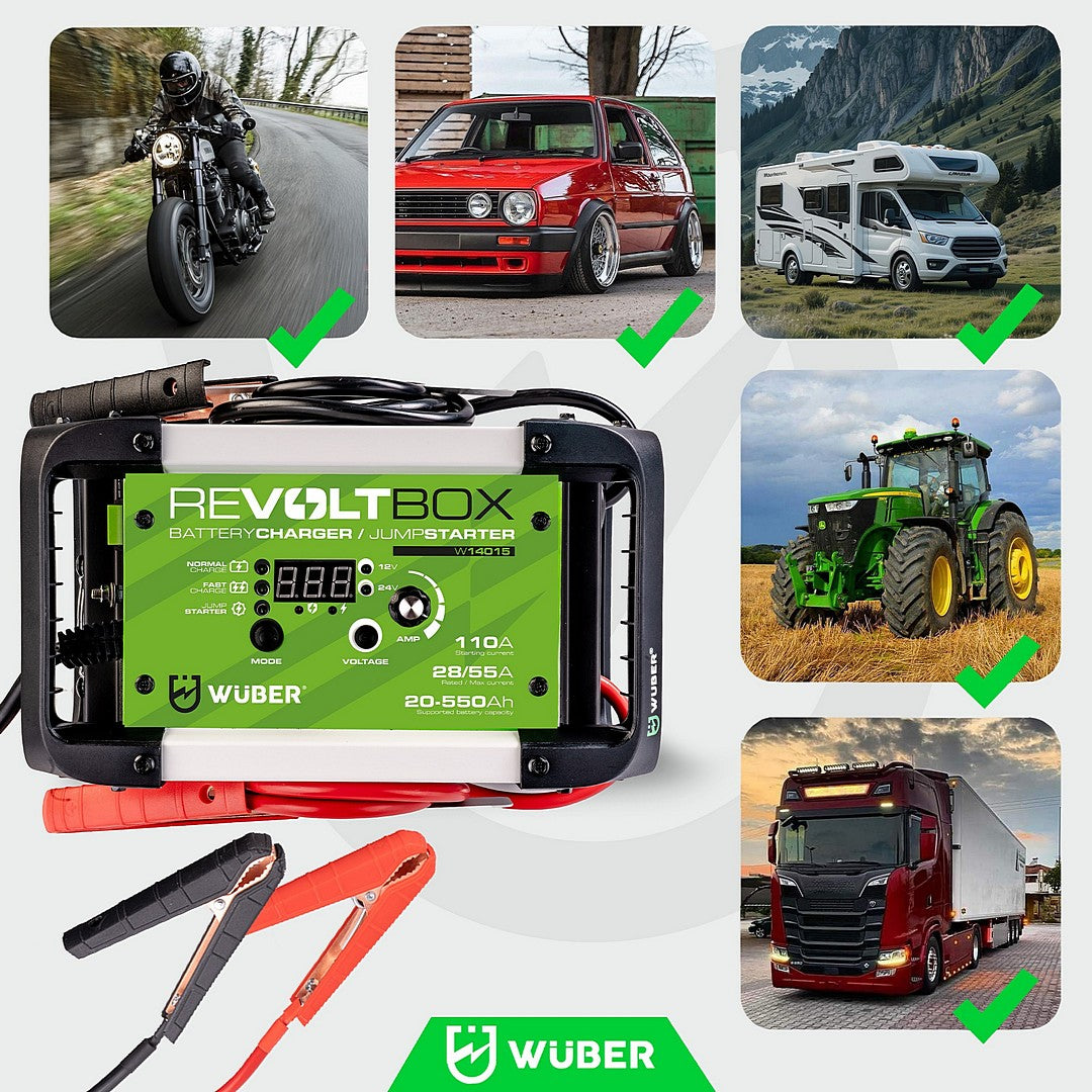 Automatyczny prostownik do akumulatora z rozruchem 110 A WUBER