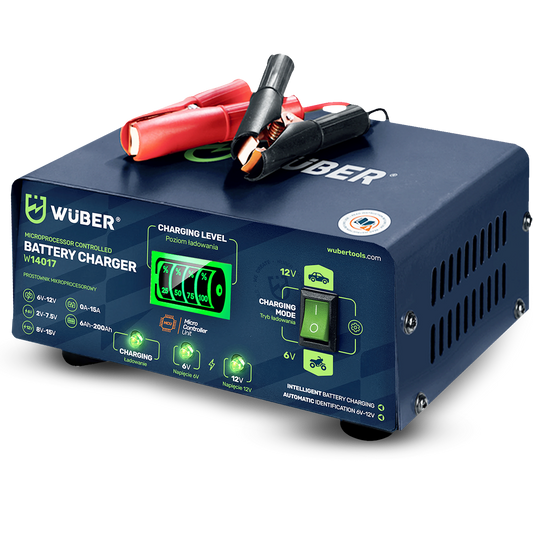 Prostownik samochodowy mikroprocesorowy 6-12 V 15 A WUBER