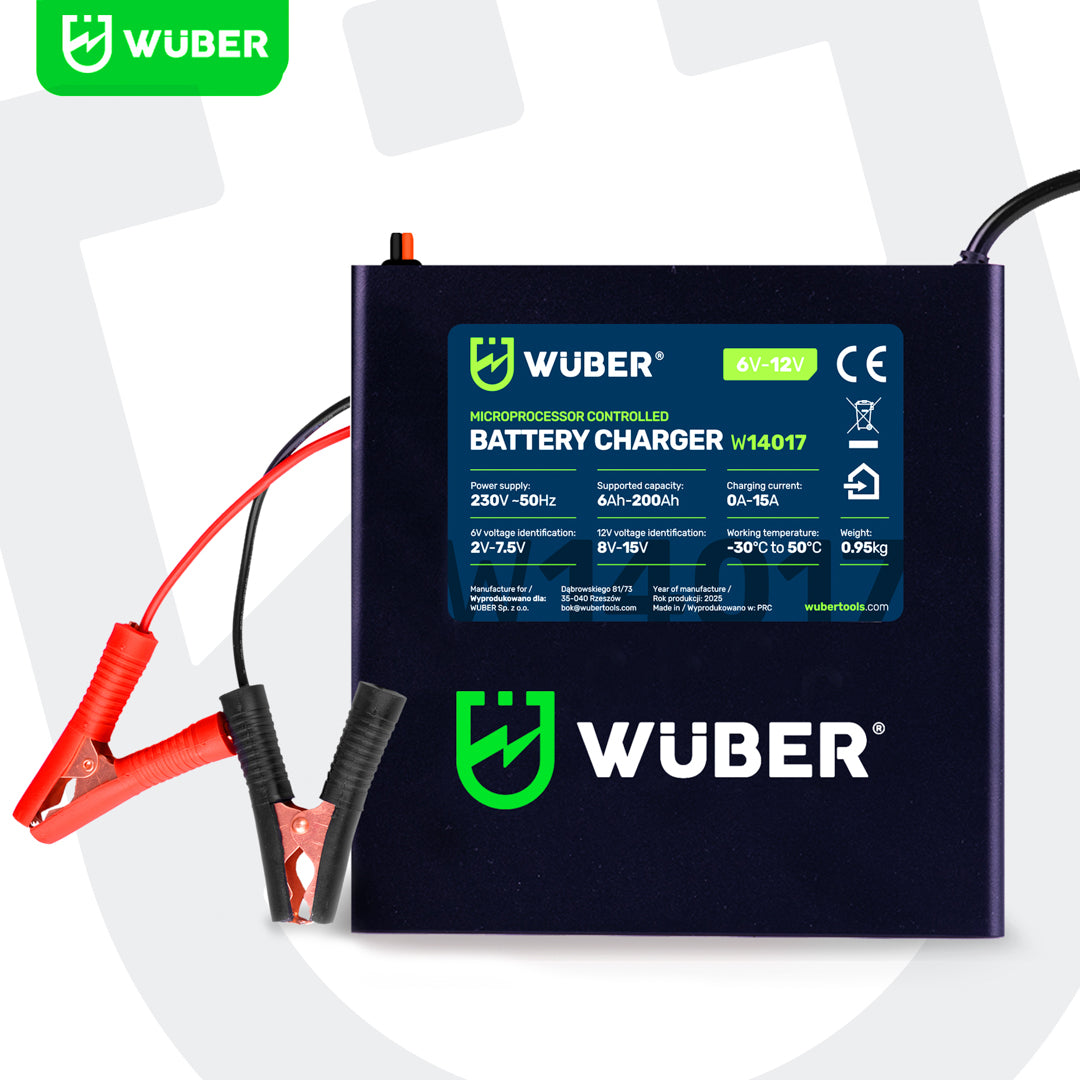 Prostownik samochodowy mikroprocesorowy 6-12 V 15 A WUBER