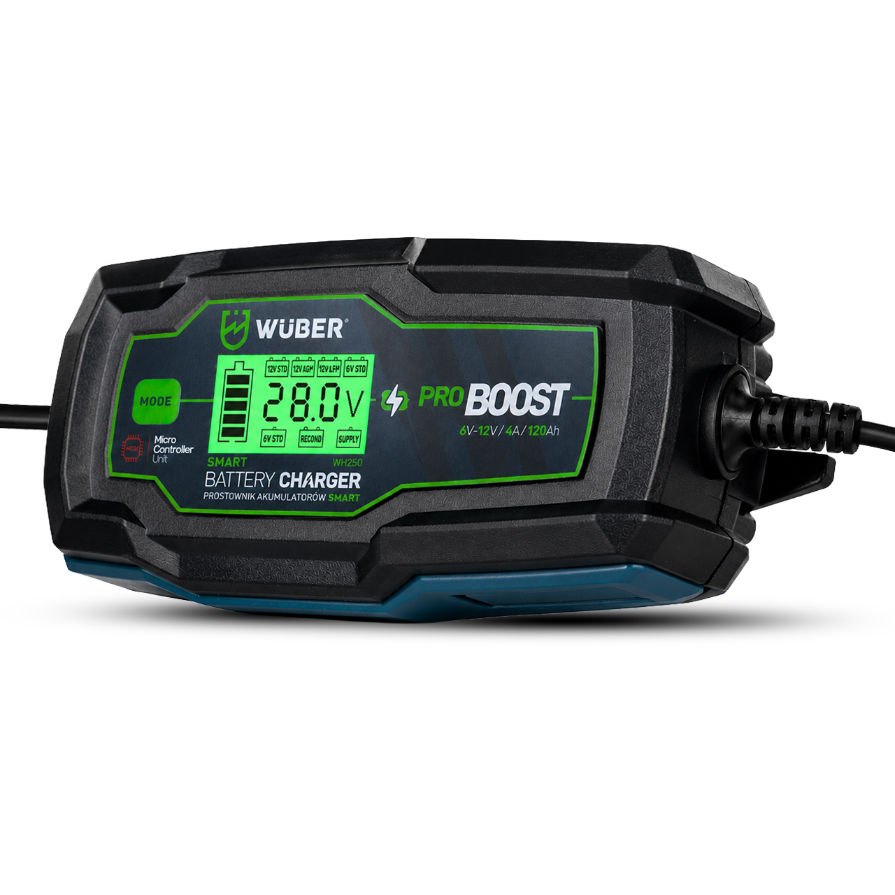 Prostownik samochodowy mikroprocesorowy 6-12 V 4 A WUBER