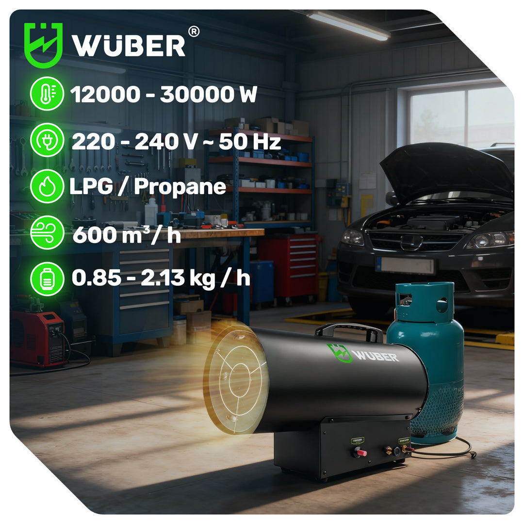 Nagrzewnica gazowa na butlę 12 kW / 30 kW WUBER