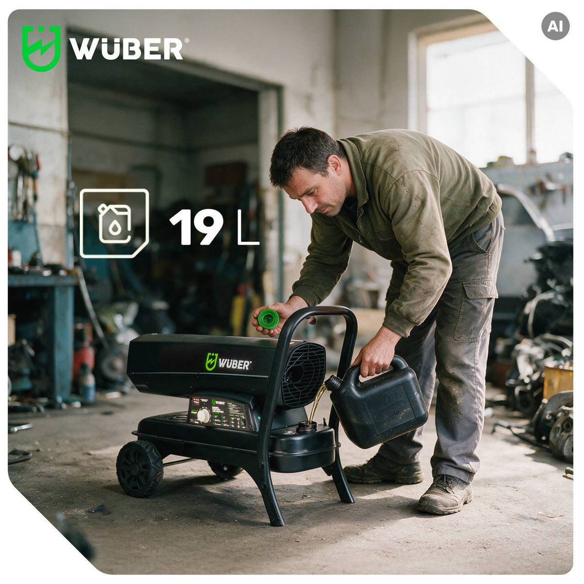 Nagrzewnica olejowa 20 kW z kominem termostat WUBER