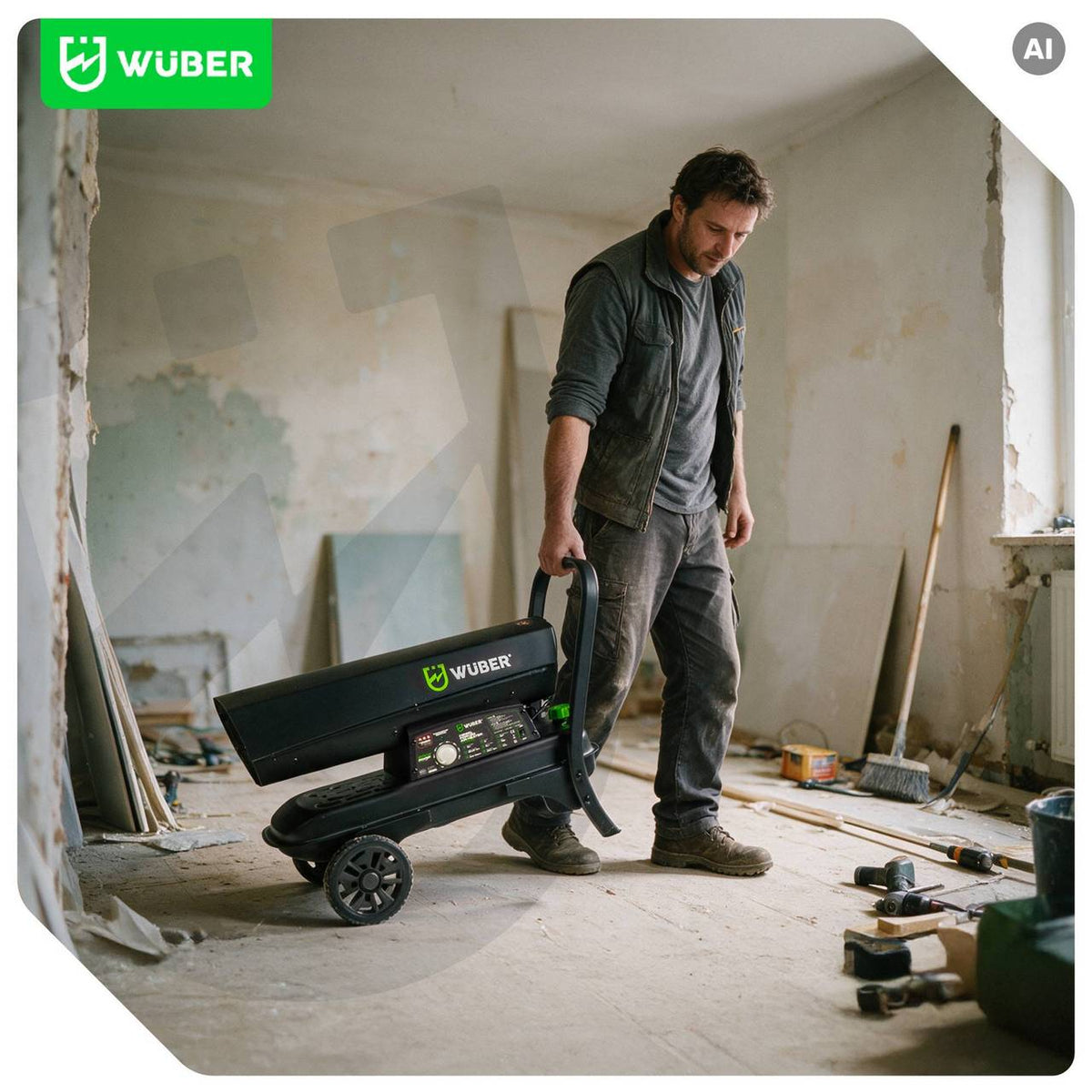 Nagrzewnica olejowa 20 kW z kominem termostat WUBER
