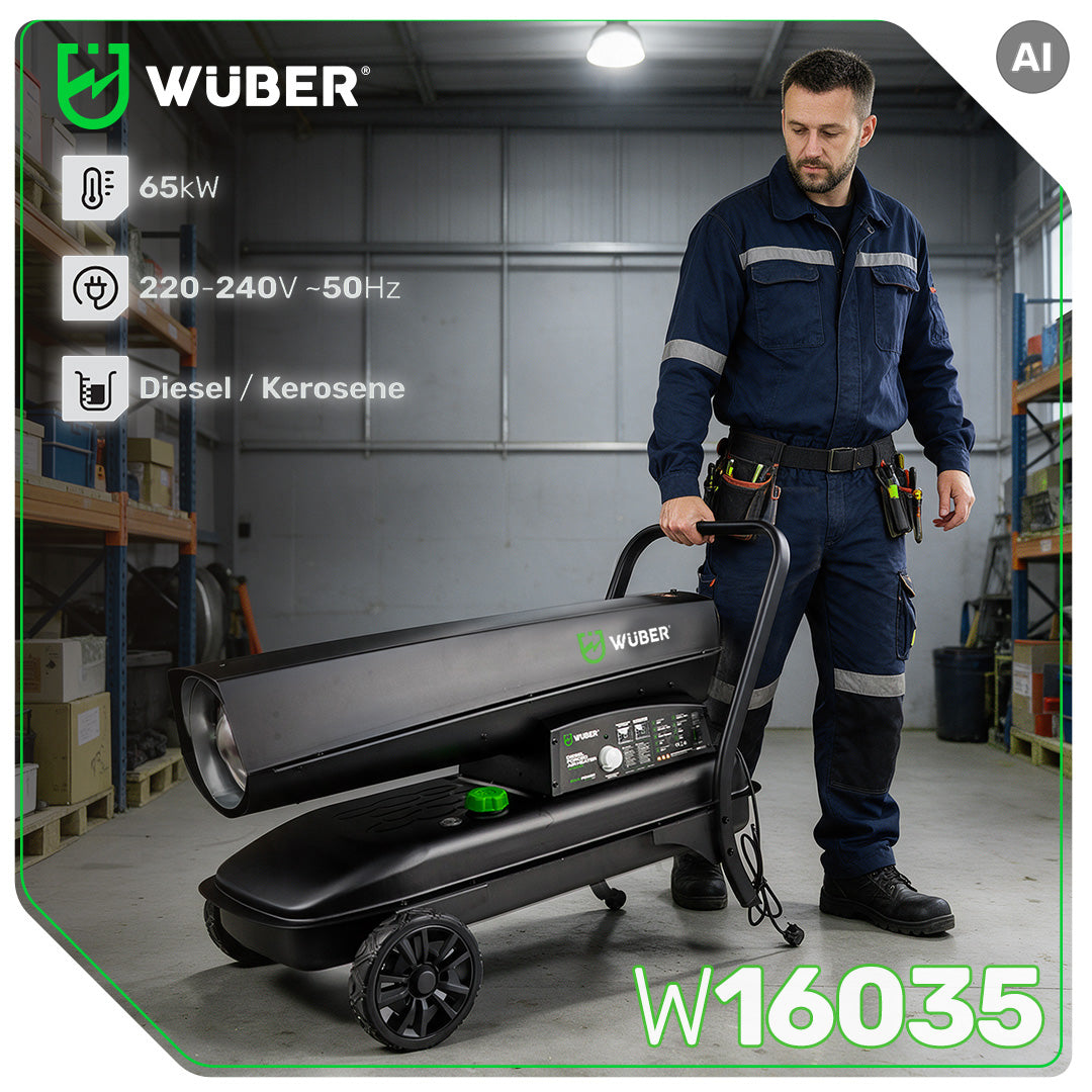 Nagrzewnica olejowa 65 kW termostat 5,8 l/h koła WUBER