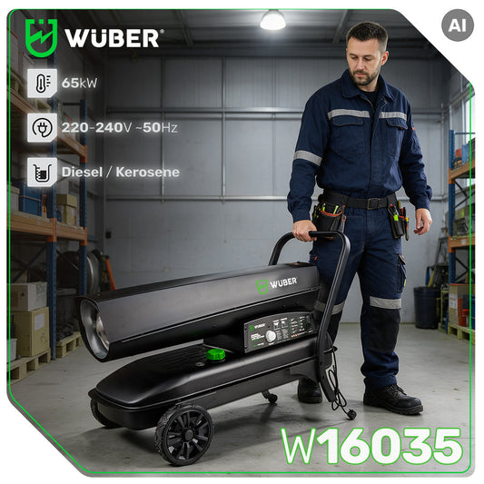 Nagrzewnica olejowa 65 kW termostat 5,8 l/h koła WUBER
