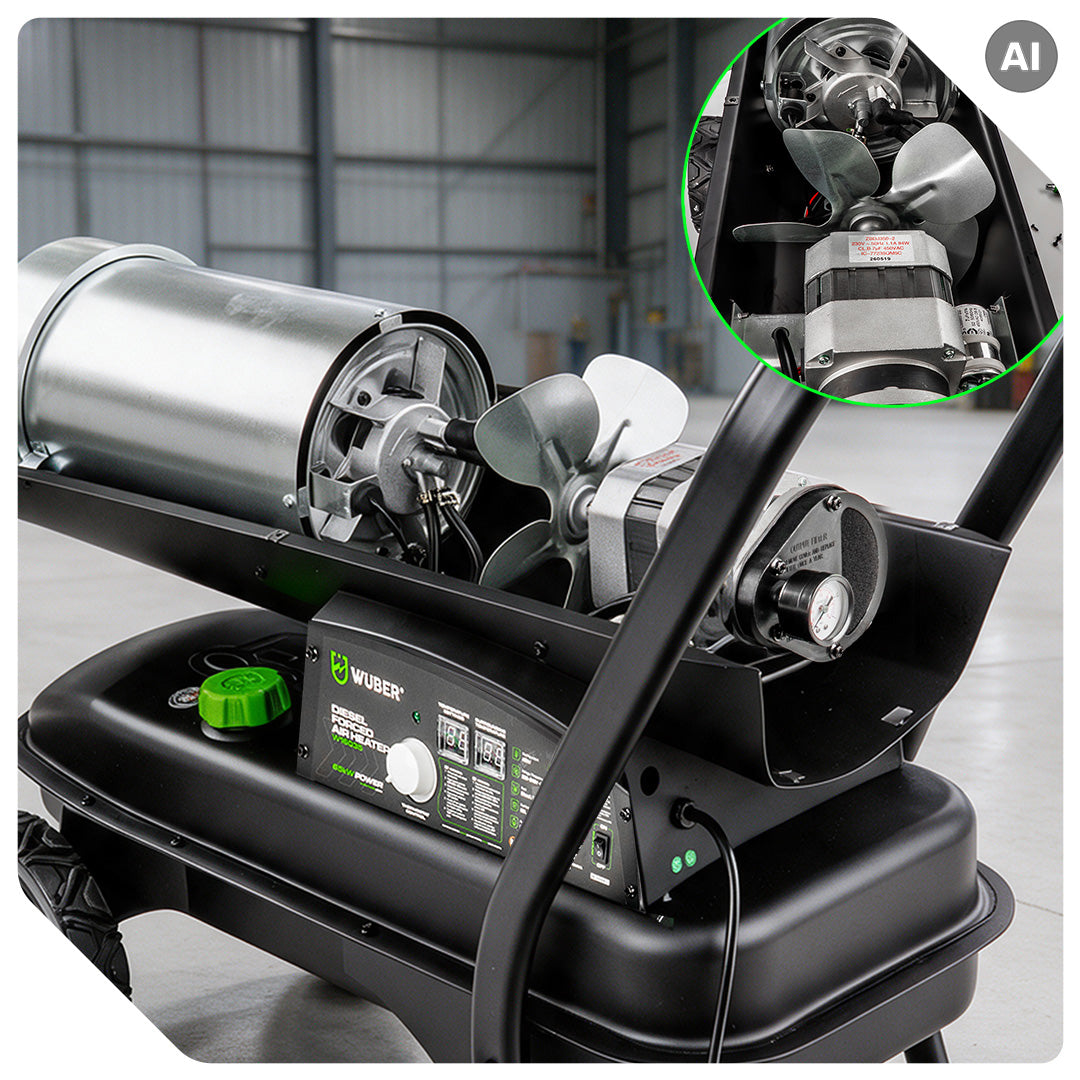 Nagrzewnica olejowa 65 kW termostat 5,8 l/h koła WUBER