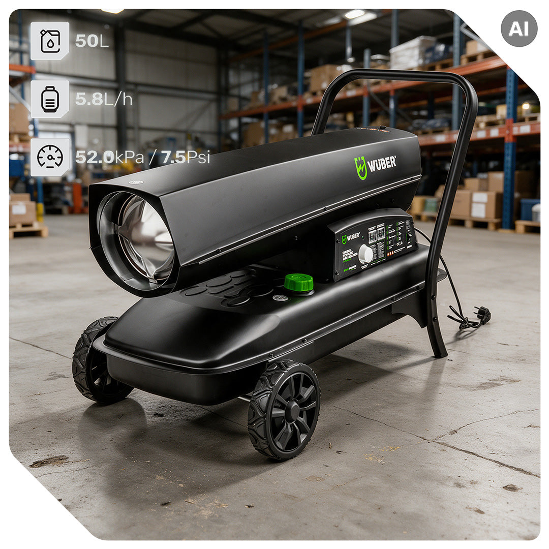 Nagrzewnica olejowa 65 kW termostat 5,8 l/h koła WUBER