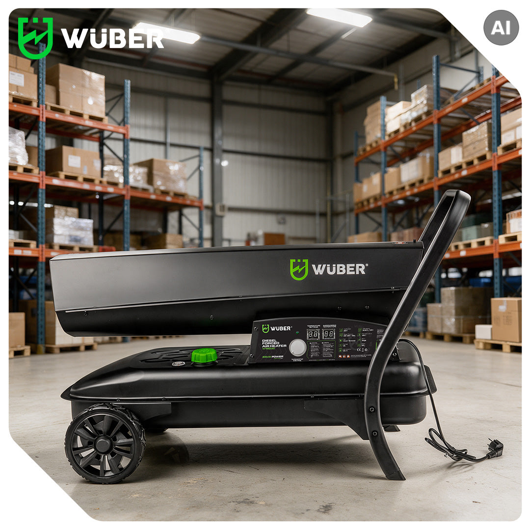 Nagrzewnica olejowa 65 kW termostat 5,8 l/h koła WUBER