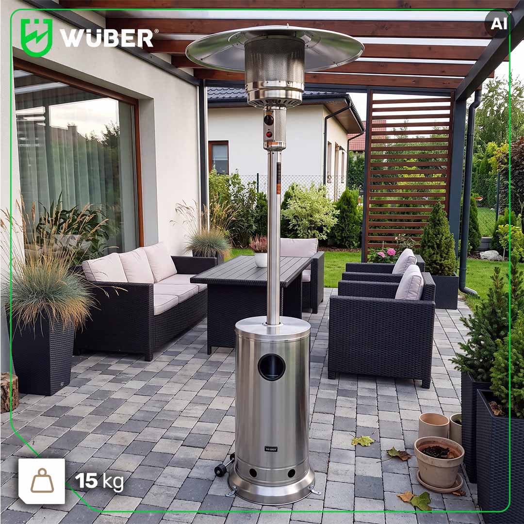 Parasol grzewczy gazowy 13 kW INOX ogrzewacz tarasowy + pokrowiec