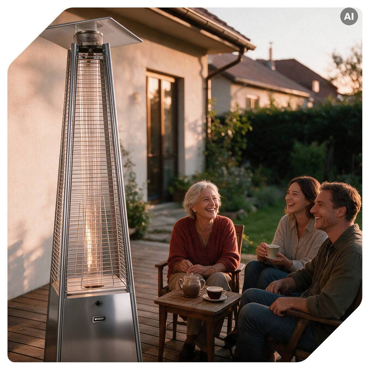 Parasol grzewczy gazowy 13 kW INOX ogrzewacz piramida + pokrowiec WUBER