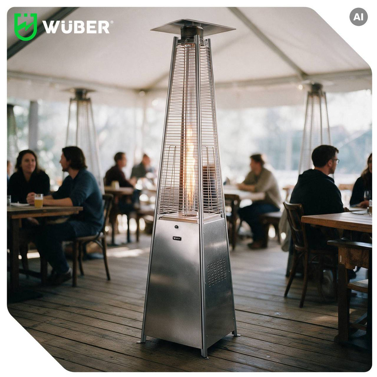 Parasol grzewczy gazowy 13 kW INOX ogrzewacz piramida + pokrowiec WUBER