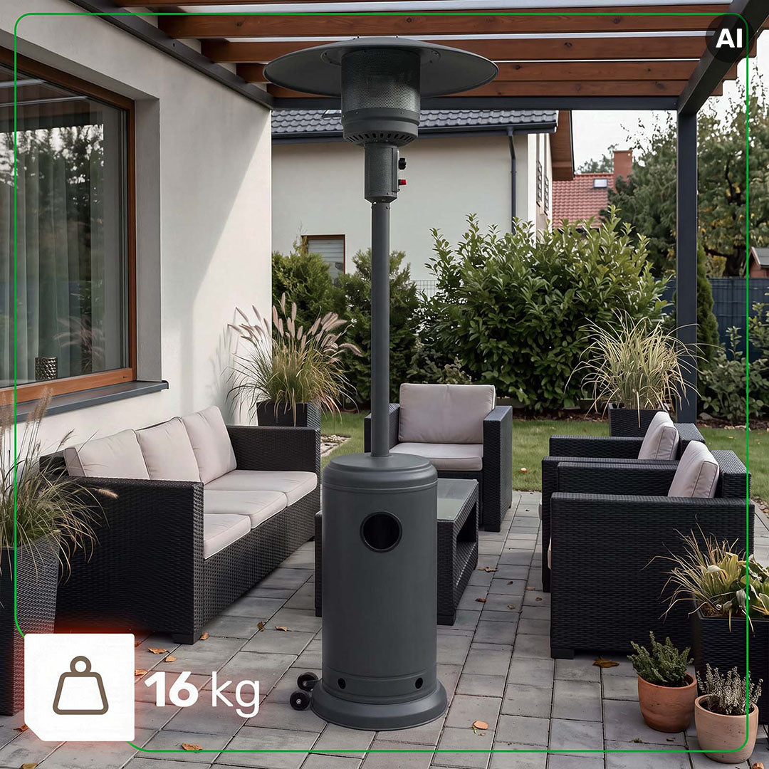Parasol grzewczy gazowy 13 kW kolor ciemnoszary ogrzewacz tarasowy + pokrowiec WUBER