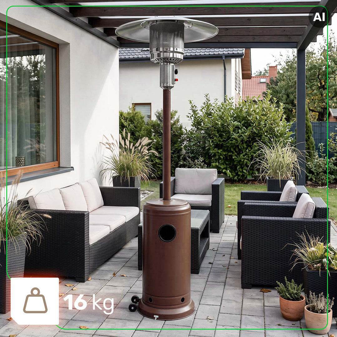 Parasol grzewczy gazowy 13 kW kolor brązowy ogrzewacz tarasowy + pokrowiec WUBER