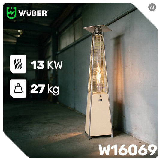 Parasol grzewczy gazowy 13 kW kolor beżowy ogrzewacz piramida + pokrowiec WUBER