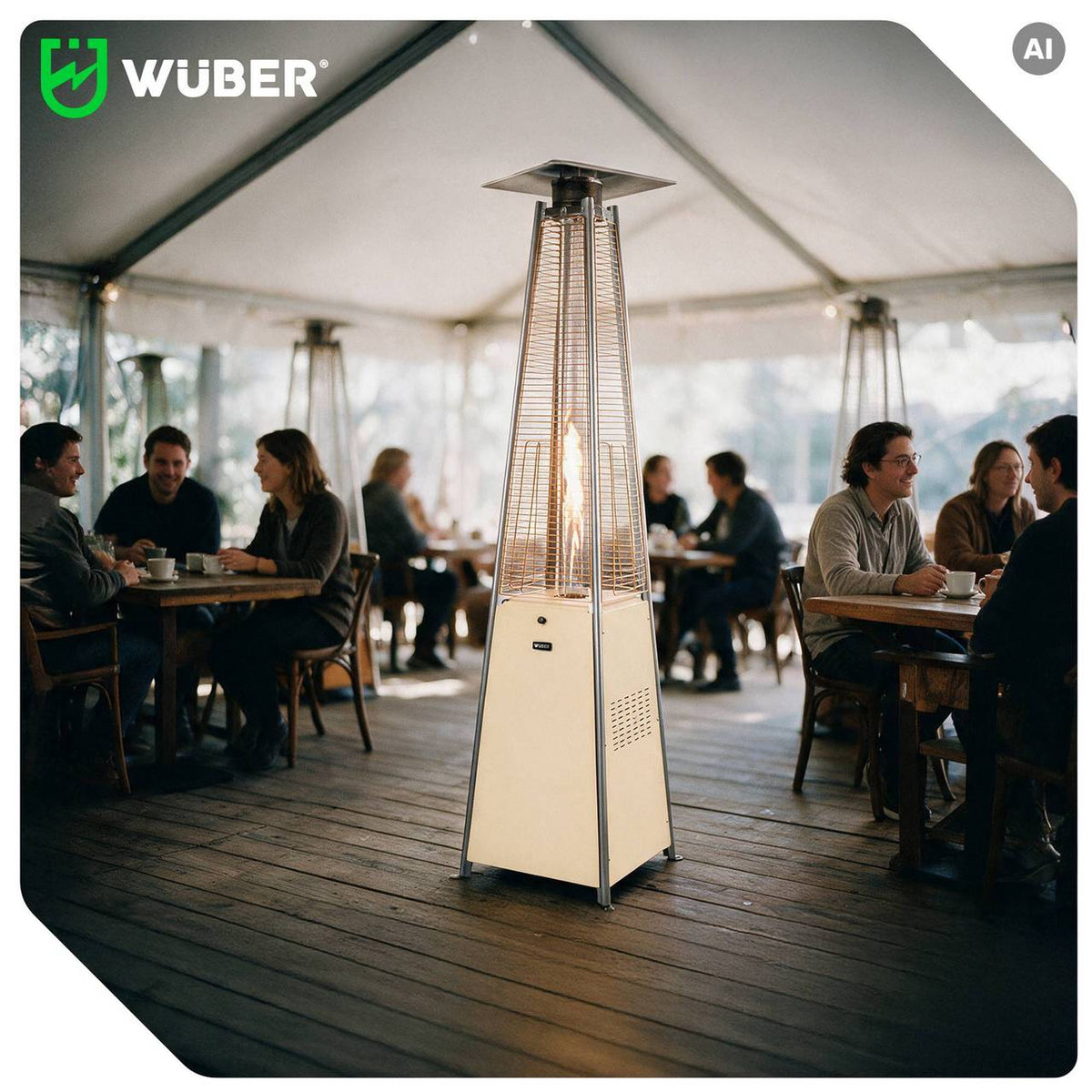 Parasol grzewczy gazowy 13 kW kolor beżowy ogrzewacz piramida + pokrowiec WUBER