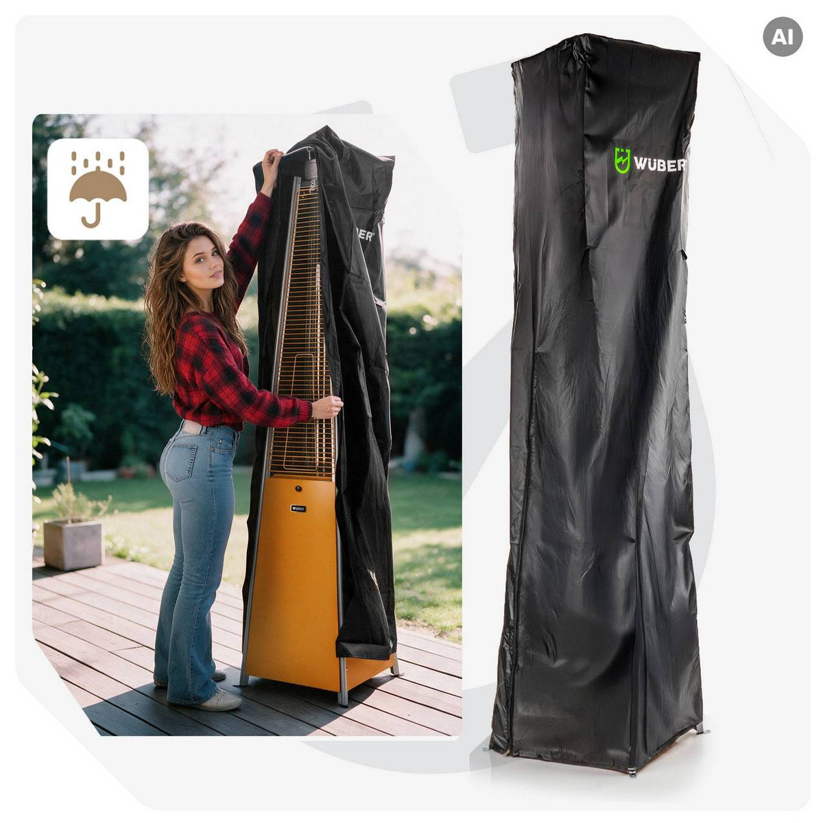 Parasol grzewczy gazowy 13 kW kolor miedziany ogrzewacz tarasowy + pokrowiec