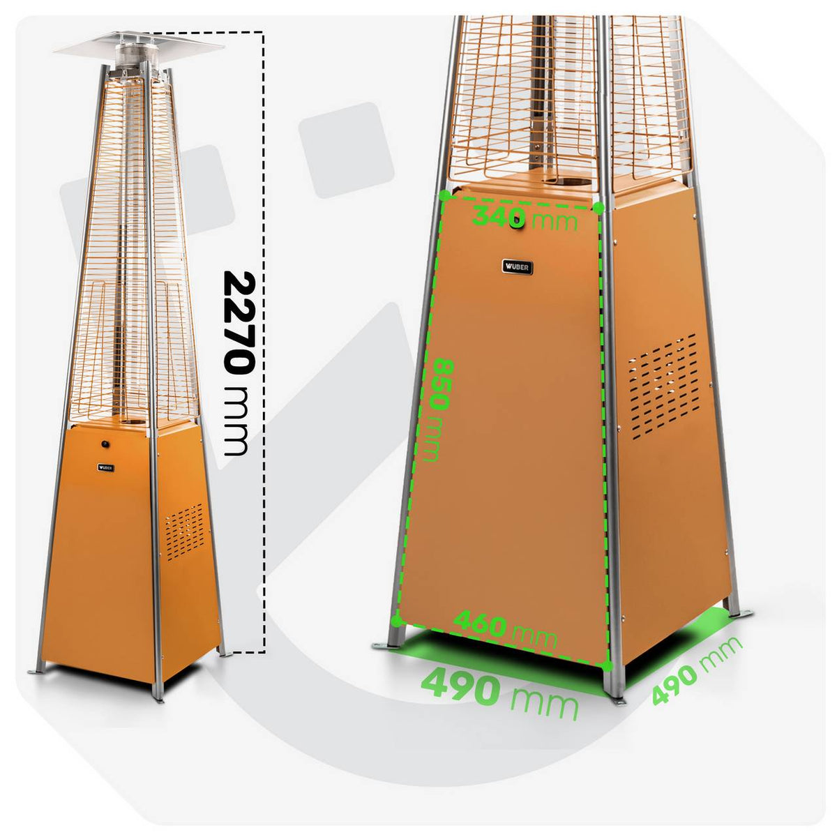 Parasol grzewczy gazowy 13 kW kolor miedziany ogrzewacz tarasowy + pokrowiec