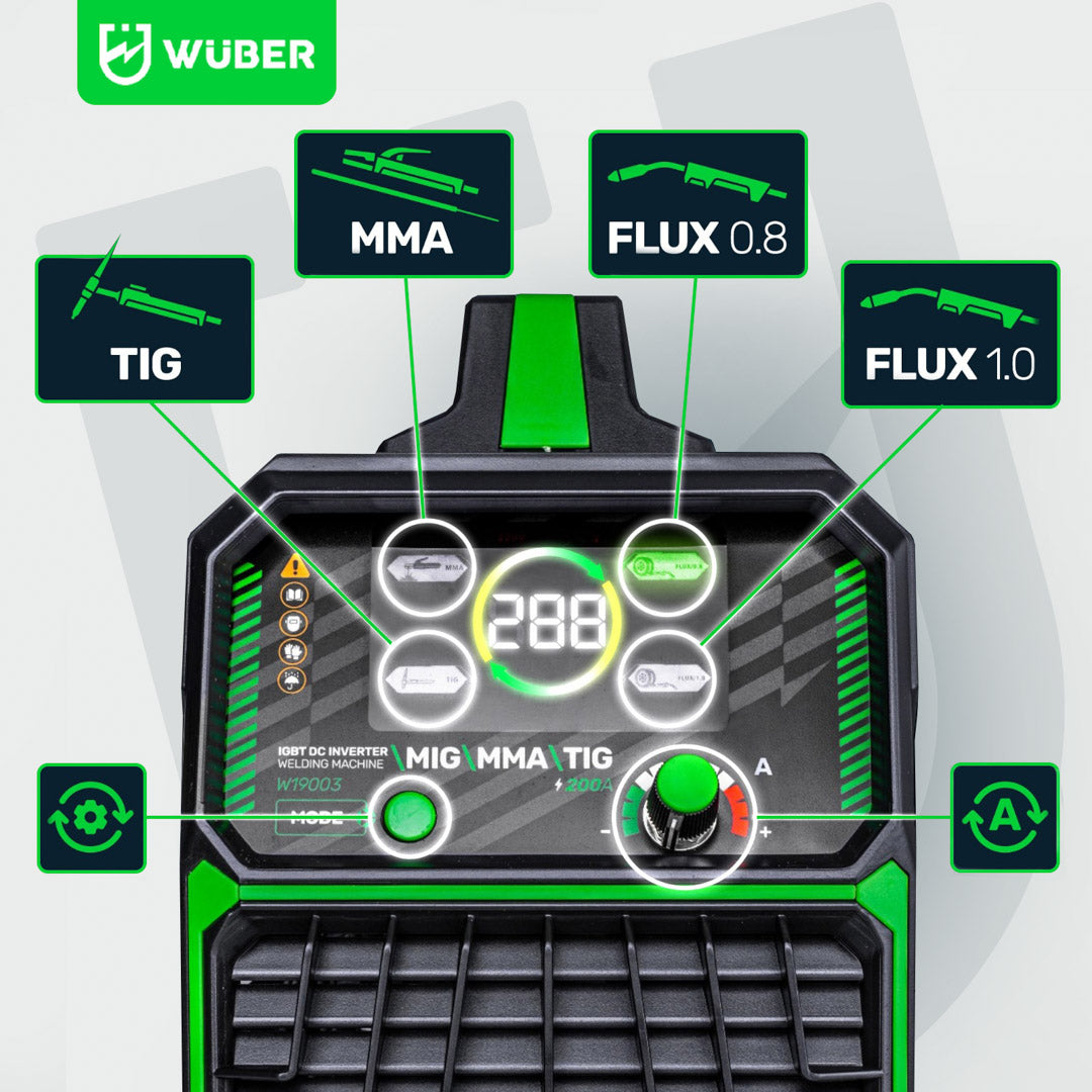 Spawarka 4,5 kVa z funkcją TIG, MMA, FLUX 0,8, FLUX 1,0 