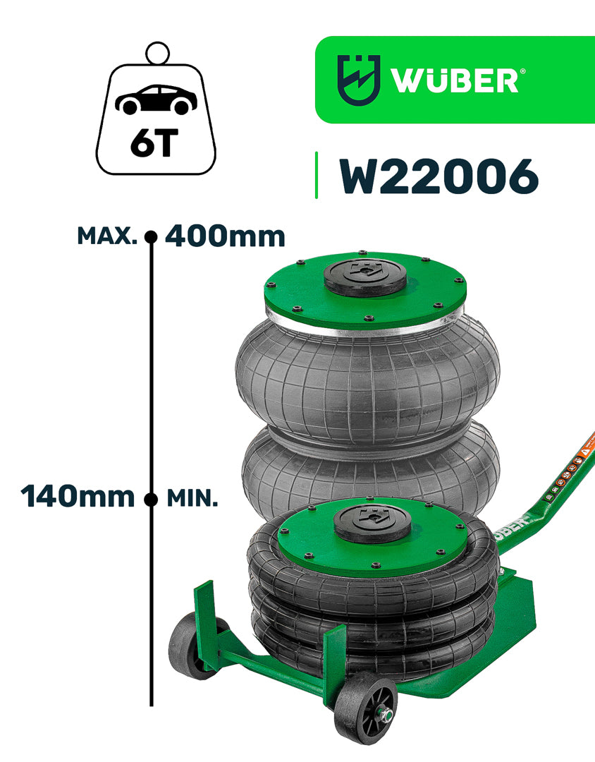 Podnoszenie od 140 do 400 mm podnośnikiem pneumatycznym bałwanek