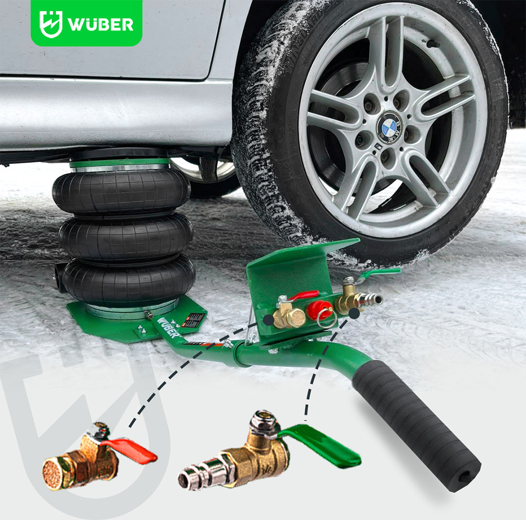 Dwa zawory 3/8" (zasilający i spustowy) w podnośniku bałwanek W22006