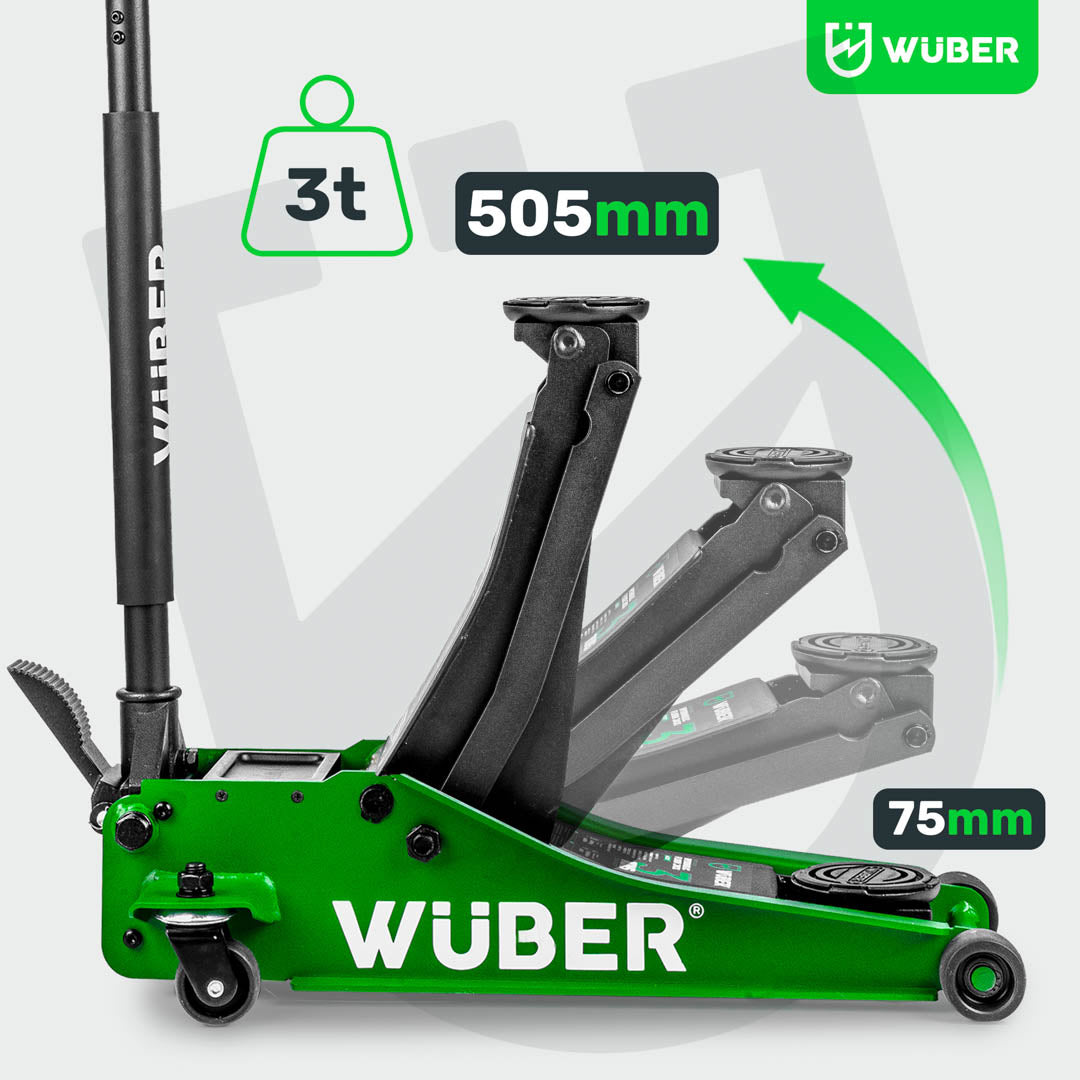 3 tony udźwigu i wysokość podnoszenia od 75 do 505 mm podnośnikiem W22021