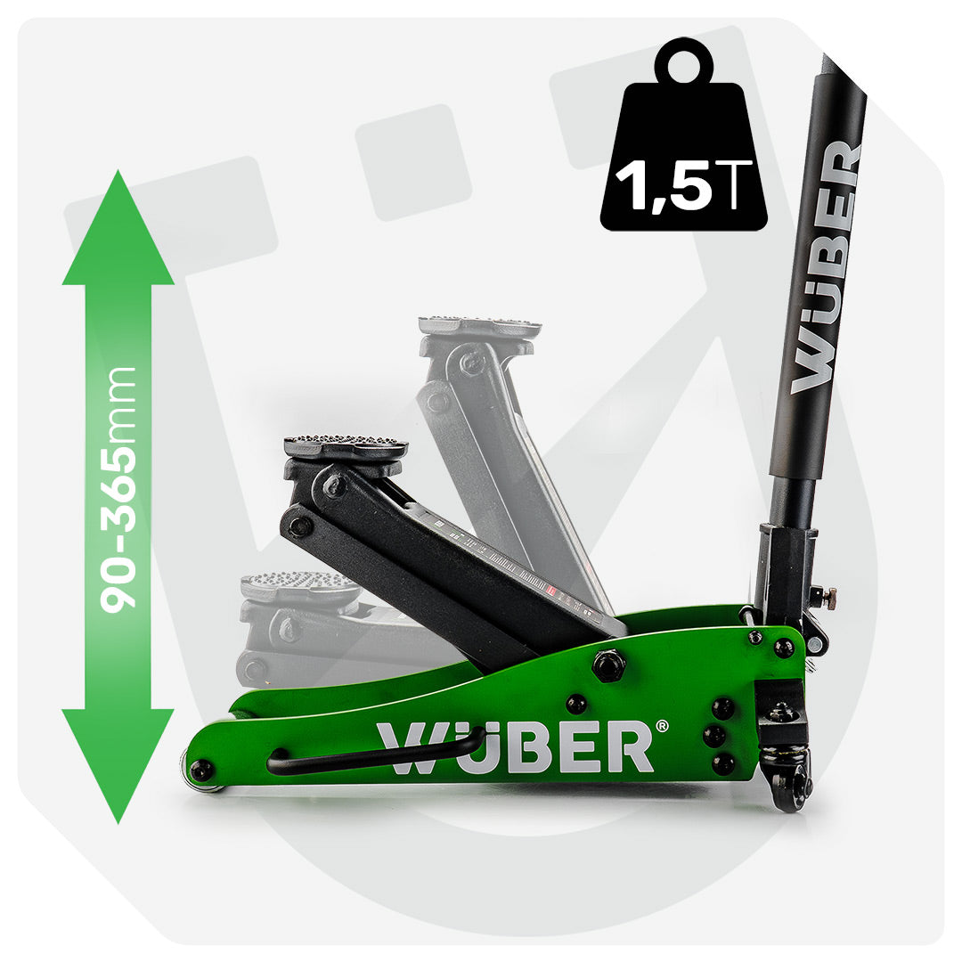 Podnośnik samochodowy niskoprofilowy 90-365 mm 1,5 t WUBER