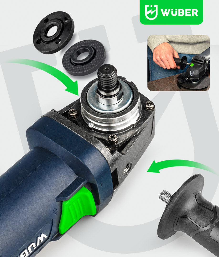 Montaż dodatkowego uchwytu w szlifierce kątowej WUBER W27471