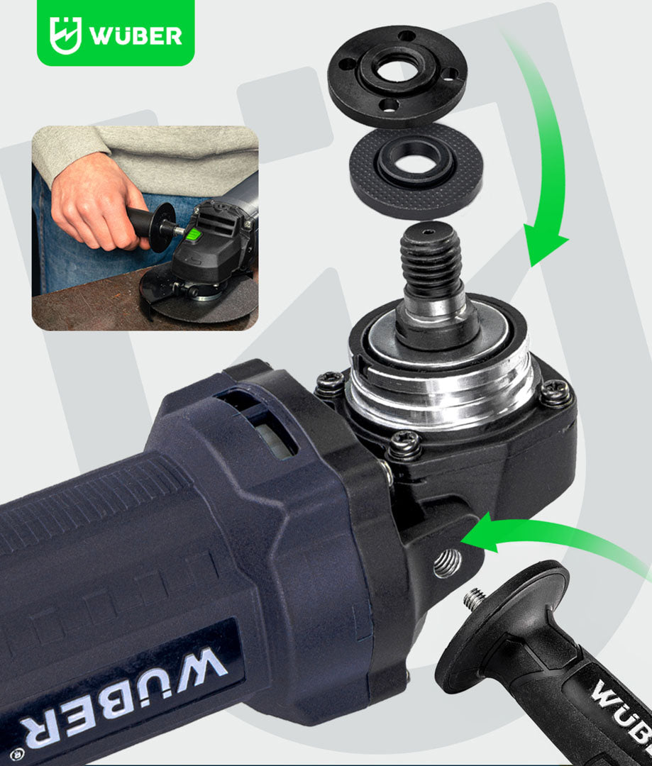 Montaż dodatkowego uchwytu i tarcz w szlifierce W27474 WUBER