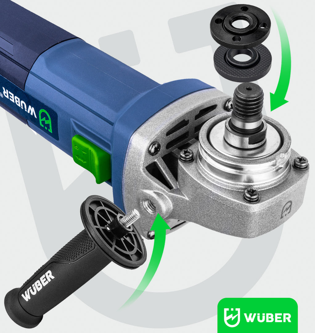 Montaż tarczy i dodatkowej rękojeści w szlifierce kątowej W27477