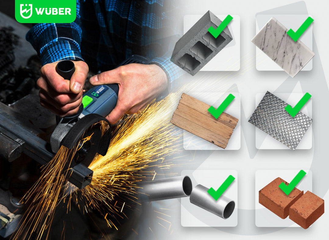 Materiały do pracy ze szlifierką kątową: beton, cegła, płytki, drewno, metal, stal
