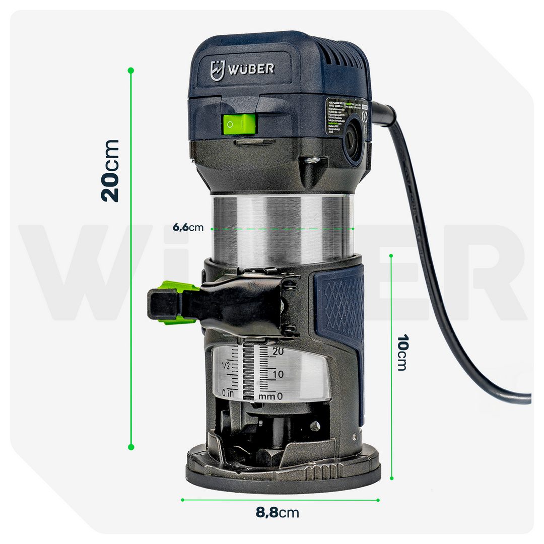 Wymiary frezarki: wysokość 20 cm, szerokość 8,8 cm - kod produktu W28402