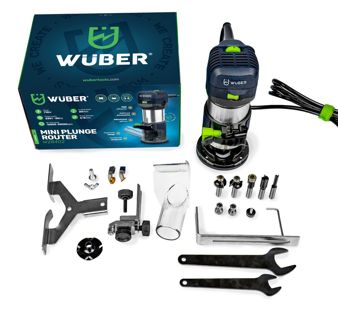 Kartonowe pudełko, frezarka i akcesoria - zestaw W28402 WUBER