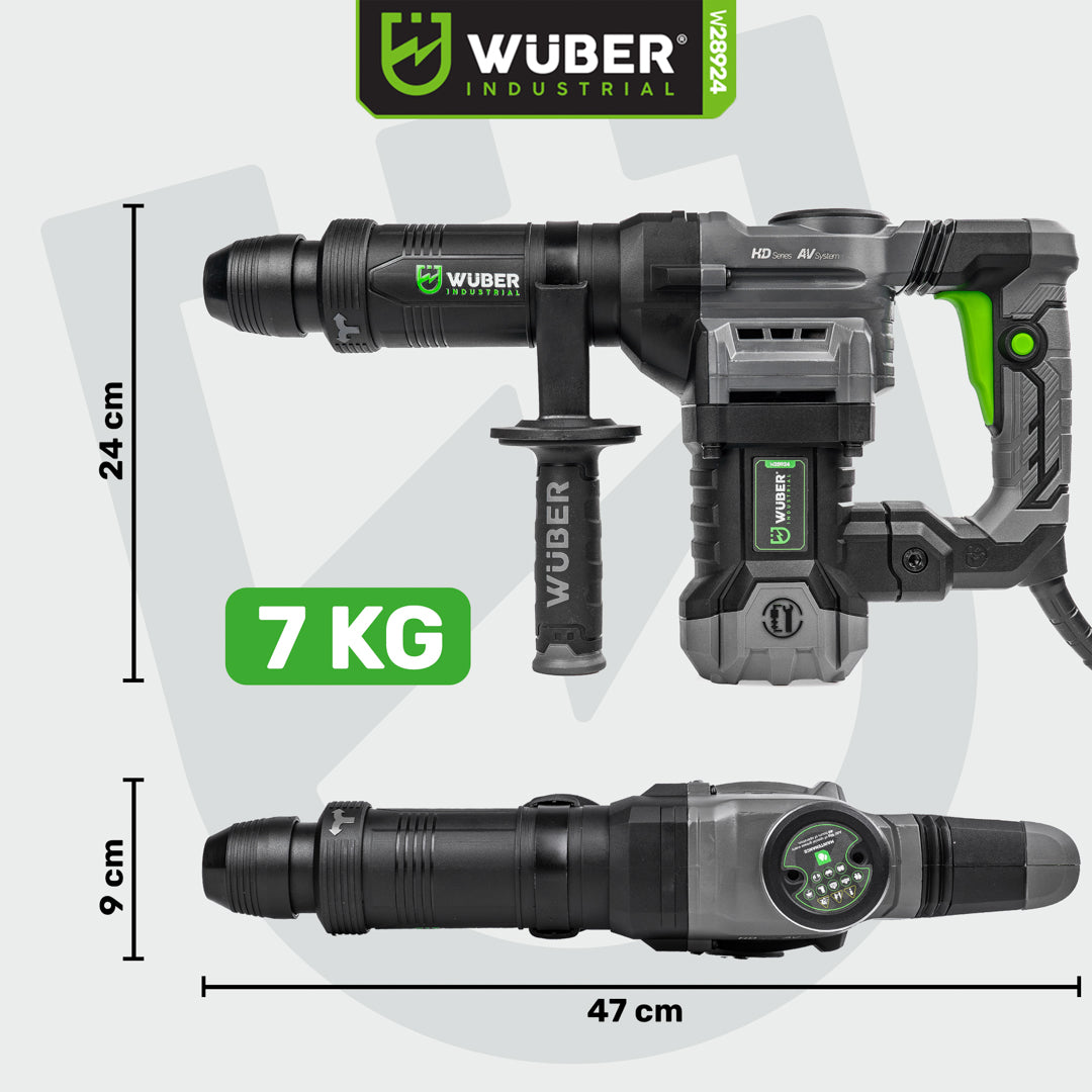 Wymiary młota wyburzeniowego - wysokość 24 cm, grubość 9 cm, długość 47 cm
