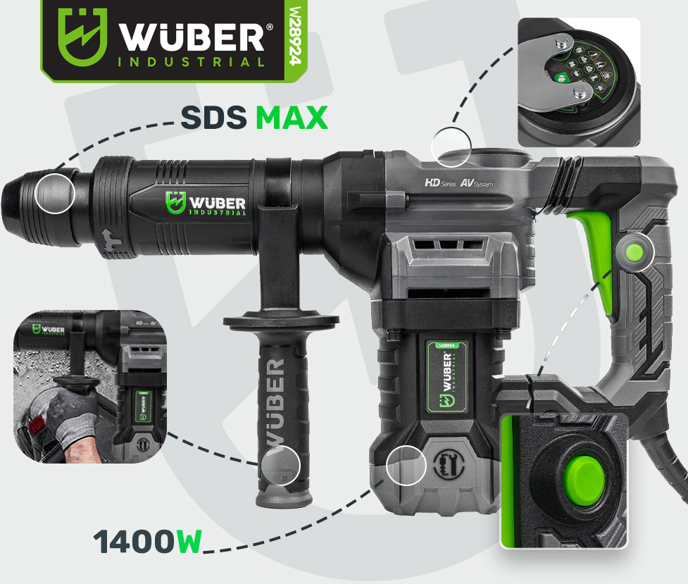 Młot wyburzeniowy udarowy 1400 W SDS MAX WUBER