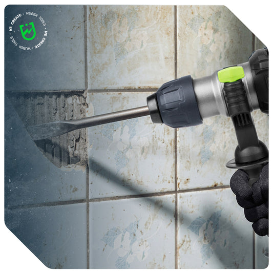 Skuwanie glazury ze ścian z pomocą młota udarowego W28925 WUBER