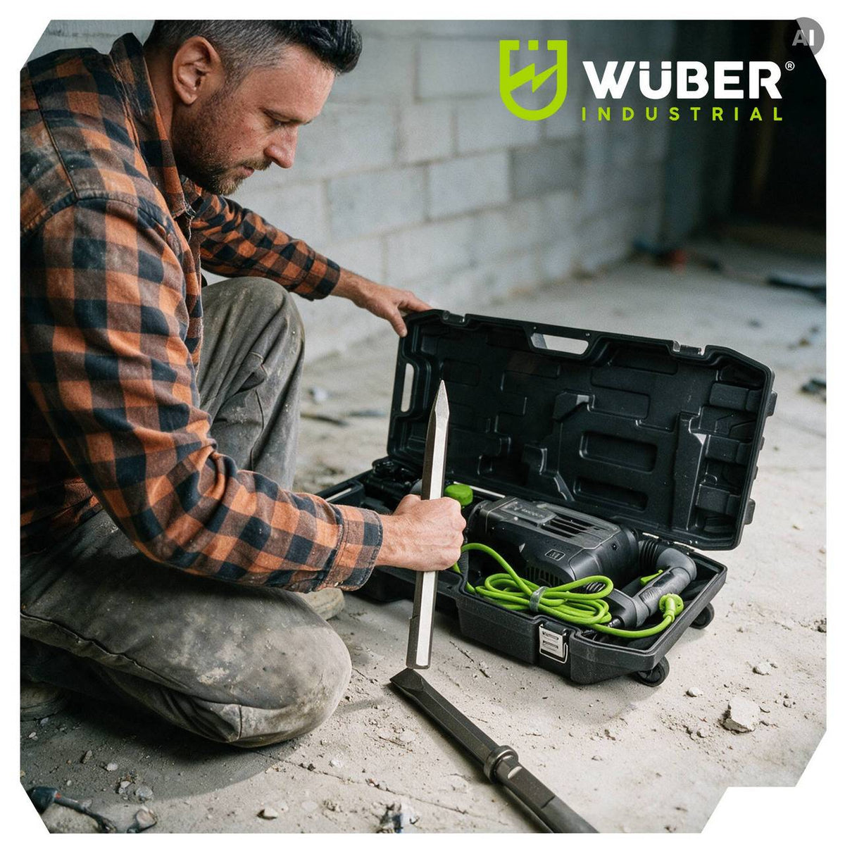 Młot wyburzeniowy udarowy 1700 W 70 J + dłuta i walizka WUBER
