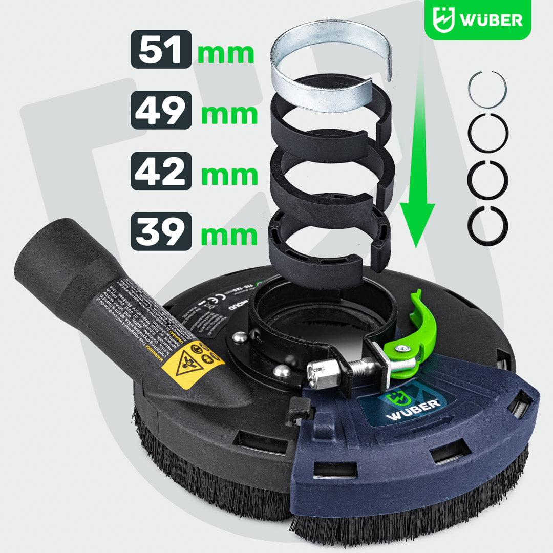 4 adaptery do osłony na szlifierkę kątową - 51 mm, 49 mm, 42 mm, 39 mm