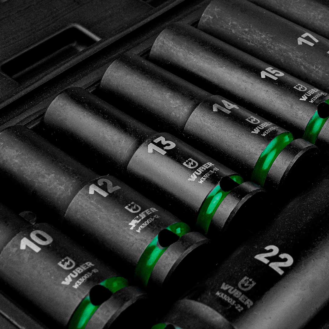 Zestaw nasadek udarowych długich 11 sztuk 1/2" 6-kątne WUBER