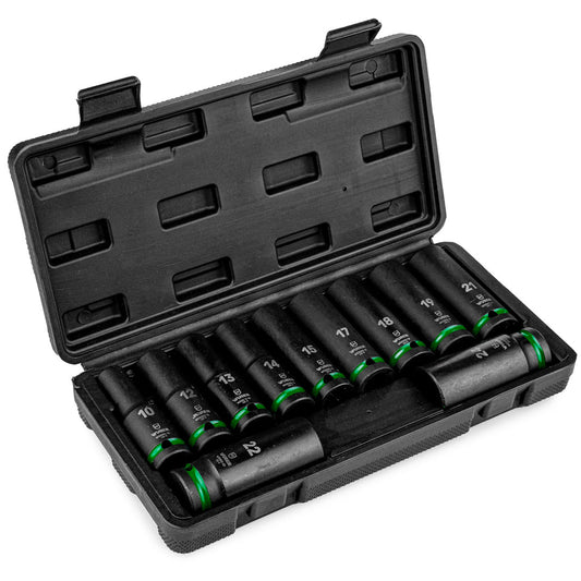 11 długich nasadek udarowych w walizce - W33003